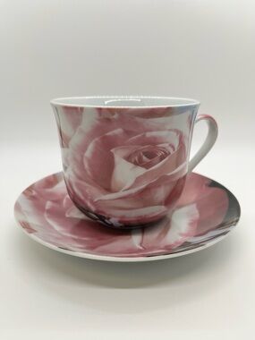 Kent Pottery England Pink Rose Porcelain Teacup and Saucer Set Shabby Chic